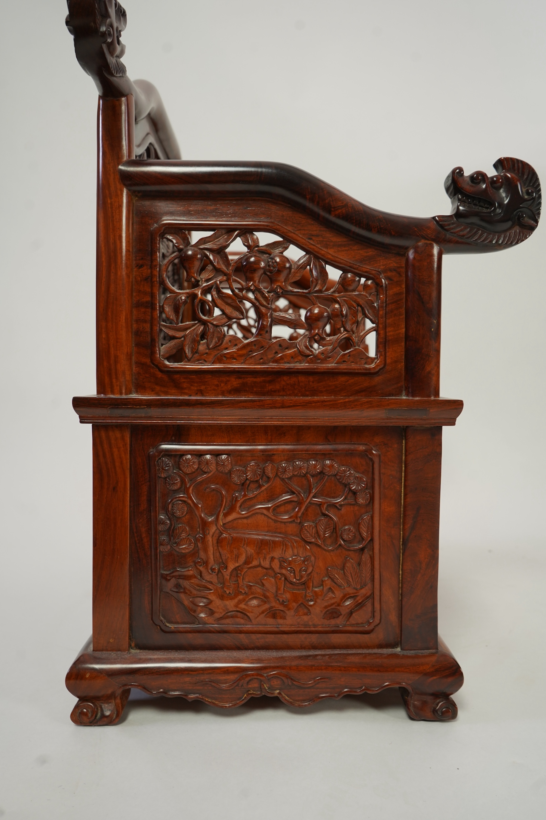 A Chinese huanghuali throne-shaped dressing cabinet, 20th century